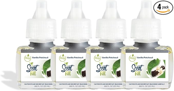Scent Fill Vanilla Patchouli Plug in Air Freshener 4 Scented Oil Refills