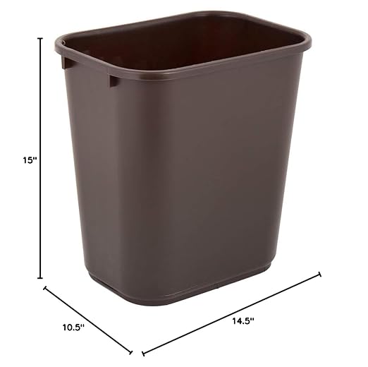 PRO&ampFamily 28 Qt. / 7 Gallon / 26 Liters Brown Rectangular Wastebasket. Trash Bin Kitchen Trash Can Recycling Bins Plastic Bin Garbage Can.