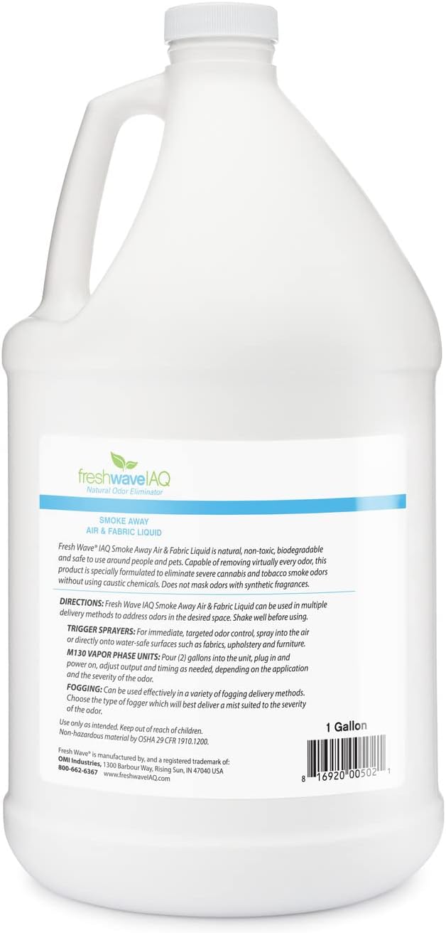 Fresh Wave IAQ Commercial Smoke Away Air &amp Fabric Liquid 128 Fl. Oz. | Great for Strong Odors | Safer Natural Ingredients | Odor Eliminator for Home or Large Commercial Areas