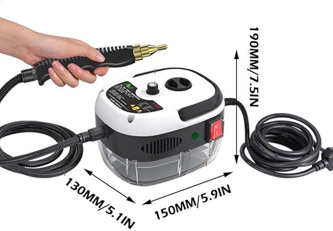 High Pressure Steam CleanerPortable Handheld High Temperature Steam Cleaner for Household Car Decoration Kitchen Bathroom Furniture with 3 BrushWhite