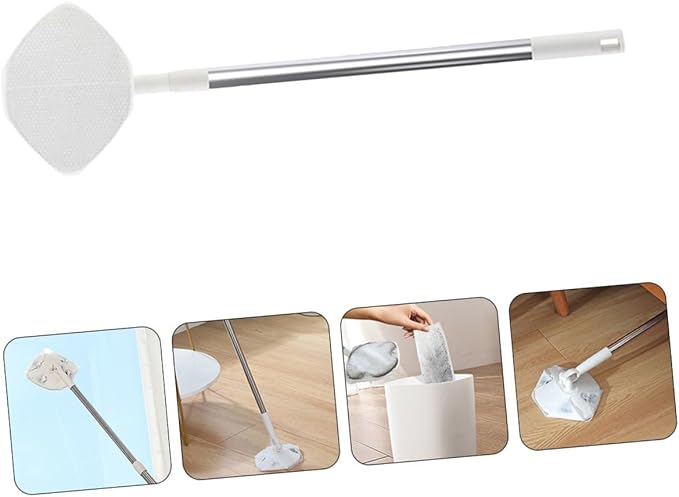 Electrostatic Dust Mop with Handle and Dry Mop Pads for Hardwood and Tile with Facial Cleansing Cloth Pack