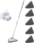 Triangle Cleaning Mop Telescopic 360° Rotatable Adjustable Microfiber with 4 Pads Floor Household Ceiling(White-5pc-cloth)