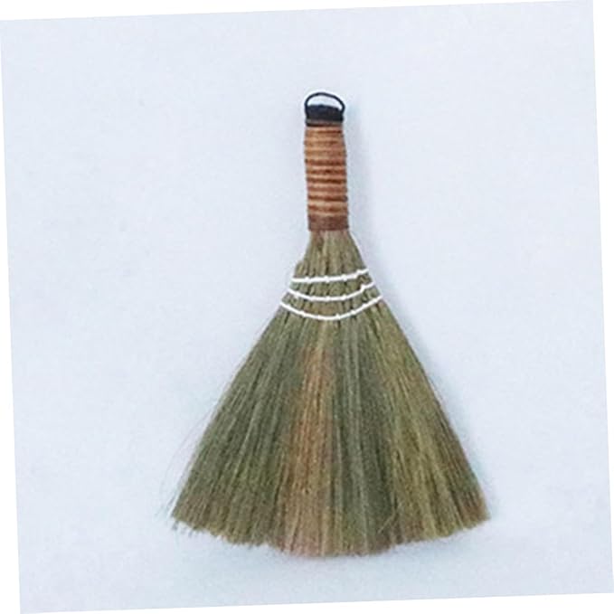 Unomor 2pcs Hand Woven Bamboo Broom for Home and Office Cleaning Compact Dust Removing Brooms with Handle for Desktop and Tight Spaces
