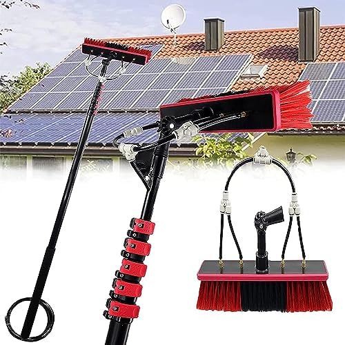 Glass Cleaning Brush Home Water Fed Telescopic Pole Kit Solar Panel Brush Rotating for Photovoltaic PanelExtendable Window Cleaning Pole - 9m Telescopic Brush for Solar Panel Conservatory R