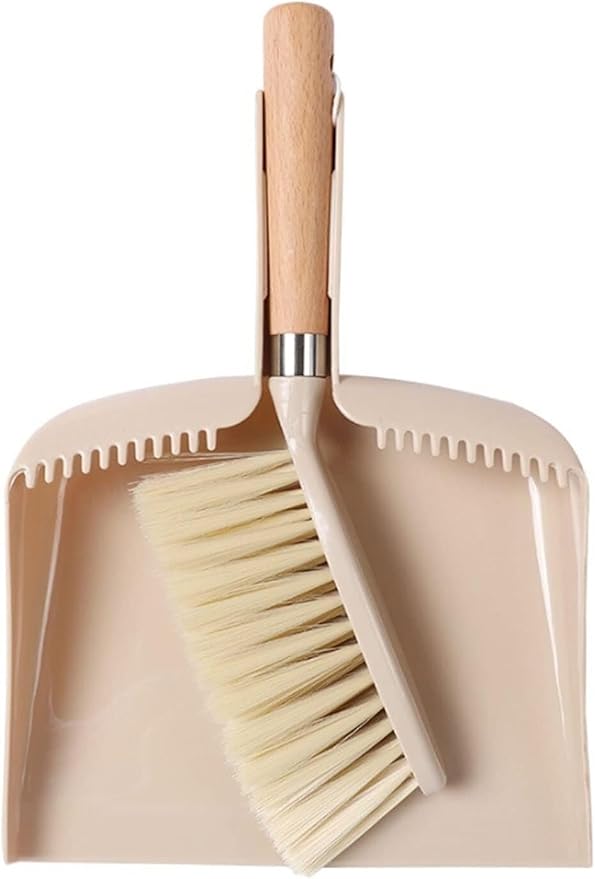 Whisk Broom Hand Held Hand Broom Wooden Handle Drafting Brush and Dustpan Set Bench Suitable for DesktopWorkbench(A)