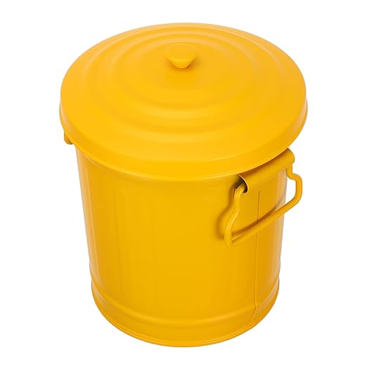 Mini Desktop Trash Can with Lid Compact Iron Garbage Bin for Home Office Odor-Resistant Small Wastebasket for Desk Organization Makeup Brush Holder Decorative Container