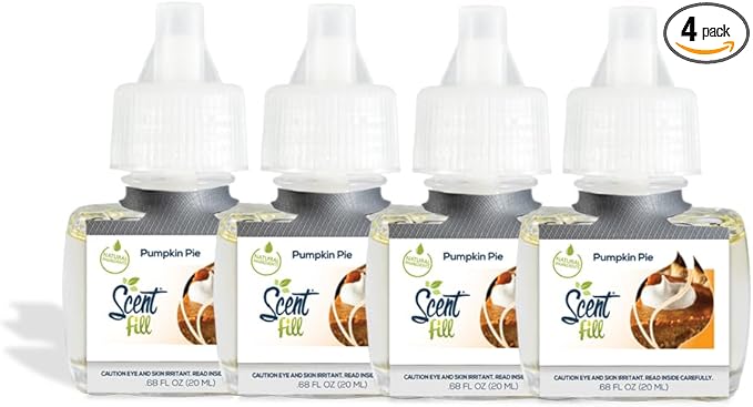 Scent Fill Pumpkin Pie Plug in Air Freshener 4 Scented Oil Refills