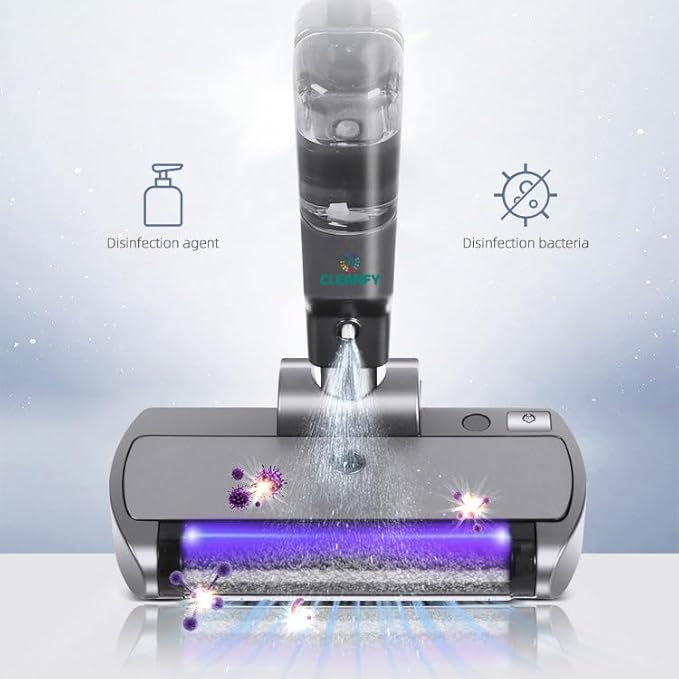 Ecofy 3-in-1 Cordless Vacuum Cleaner Spray Humidification One-Click Cleaning for Carpets/Hardwood Floors 500ml Dustbin