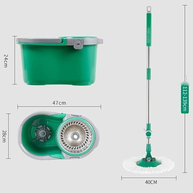 360° Rotating Microfiber Mop Floor Cleaning System with Stainless Steel Rod Washable Pads &amp Durable Bucket for Hardwood Laminate Tile