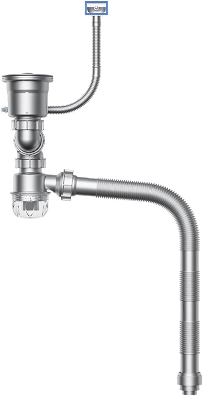 Portable Space Saving Kitchen Sink Drain Set Featuring Clear Backflow Preventer and Flexible Pipe Designs