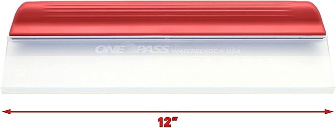 One Pass Classic 12 Waterblade Silicone T-Bar Squeegee Red - Made in USA (Red)