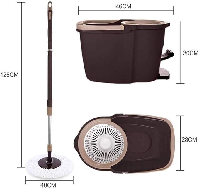 MopHome Free-Hand Washing Mop Hand Pressure Device Spring Shock Absorption Design Spin Send 2 Microfiber Heads Pedal