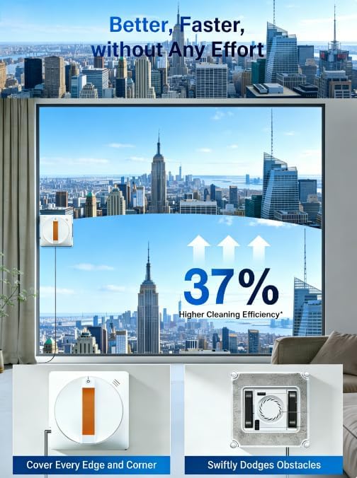 Electric Window Cleaning Robot with Z-N Path Auto Cleaning Dual-Way Water Spray &amp 2500Pa Suction – Automatic Outdoor/Indoor Glass Cleaner for High-Rise Windows