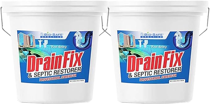 DrainFix &amp Septic Restorer - 5 Gal Professional Strength Formula - Patented Septic Tank Treatment Grease Trap Cleaner Commercial Residential Hotel &amp Restaurant - Exxon Valdez Tech - 2 Pack