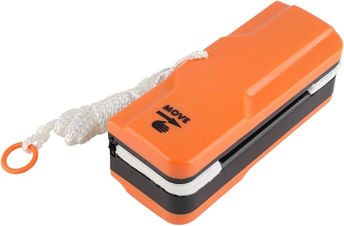 Magnetic Window Cleaner Double - Sided Glass Wiper Adjustable for 5-25mm Glass Thickness Orange - Streak - Free Cleaning Scratch - Free Soft Material Ideal for Home and Off (Orange)