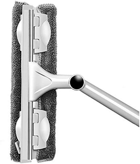 Glass Wiper- Window Squeegee Scrubber Telescopic Cleaner Detachable Microfiber Brush and Rubber Scraper with Extension Pole