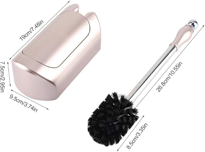 Toilet Bowl Brush and Holder - Stainless Steel Handle Toilet Brush - Household Brush - Tool Set - for HomeHotelBathroom (Rose Gold)