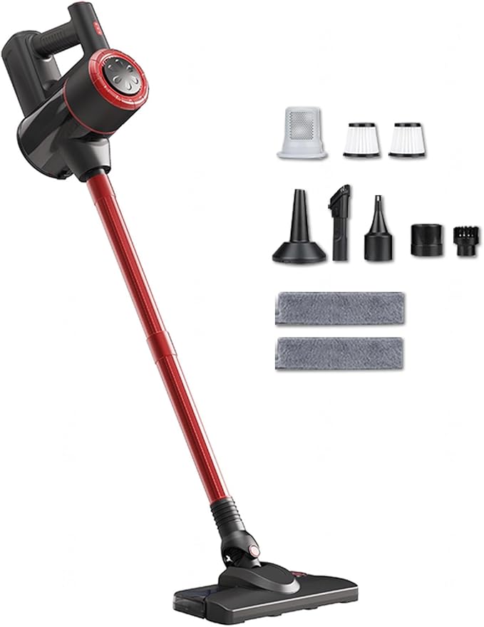 Lightweight and Versatile Aspiradora Y Trapeador para Piso 18Kpa 35mins Runtime Rechargeable Rechargeable Vacuum Cordless All in One Vacuum Mop Combo for Home Carpet Floor Pet HairRed
