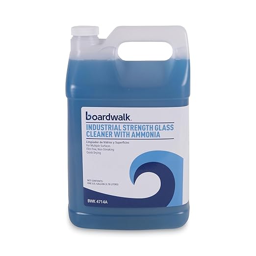 Boardwalk BWK3714A Industrial Strength Glass Cleaner with Ammonia 1 Gal Bottle (Case of 4)