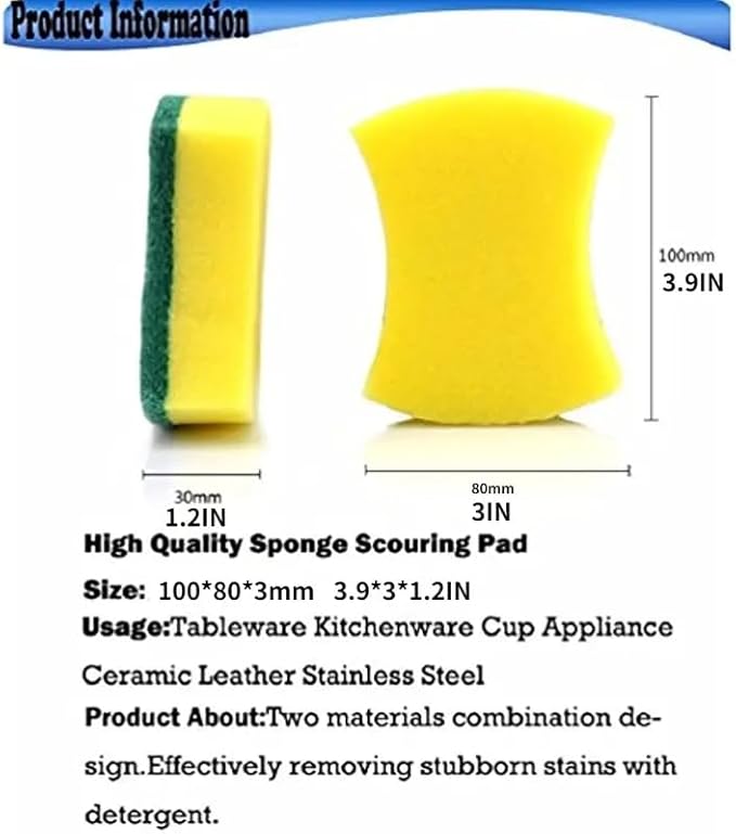 10pcs Kitchen Cleaning Sponge Cutlery Eco-Friendly Anti-Scratch Scrub Sponge