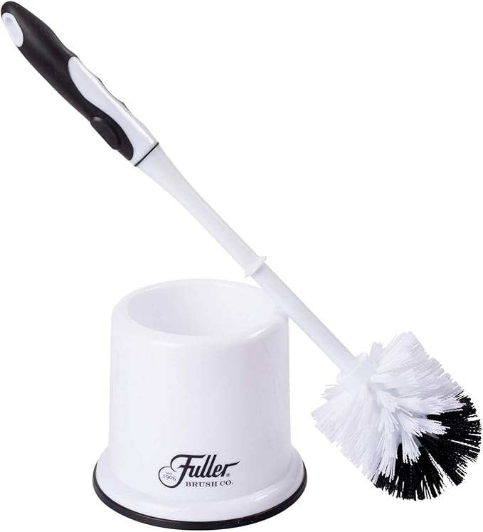Fuller Brush Toilet Bowl Brush in Caddy Set – 16-Inch Long Handle Brush – Heavy Duty Dome Tufted Bristles Rubberized Non-Slip Grip Bathroom Rim Trap Cleaner (Pack of 4)