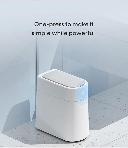 TOWNEW T3 Slim Automatic Infrared Motion Sensor Trash Can with Lid Self Sealing &amp Changing 3.4-Gal Waterproof White Touchless Trash Cans with Lids