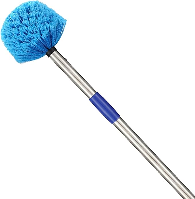 Duster Cobweb Duster with Extension Pole Medium Stiff Bristles Cobweb Duster Head &amp 6-Feet Stainless Steel Pole Ceiling Fan Duster for Outdoor Indoor Cleaning
