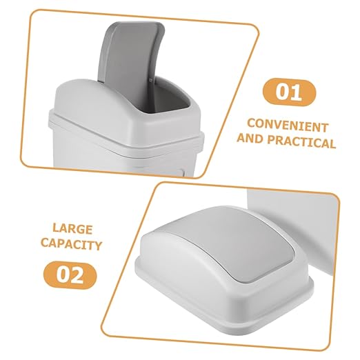 Large Capacity Trash Can with Lid Thick Plastic Kitchen Wastebasket for Home Living Room and Bathroom Easy Press Open Design for Compact Spaces