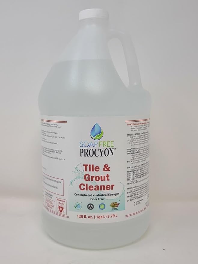Procyon Tile &amp Grout Cleaner - Professional Pet-Safe Eco-Friendly Concentrated Cleaning Solution for Tile Bathrooms Ceramic Concrete - Indoor/Outdoor Cleaning (512 Oz Case)