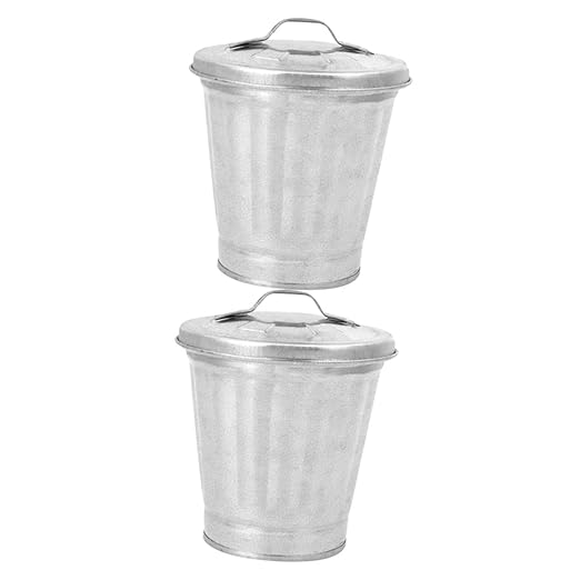 4pcs Galvanized Planter Trash Can Lid Small Wastebasket Lid for Indoor Plants Storage Container