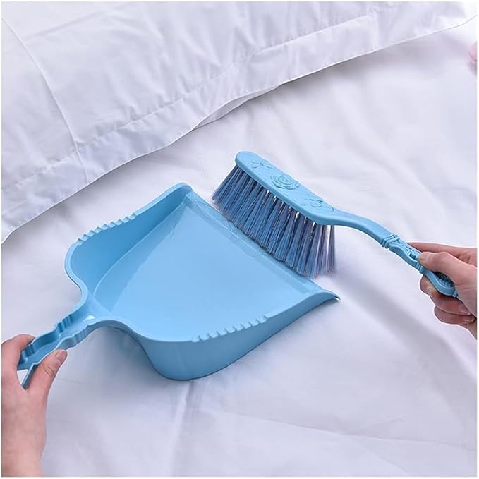 Whisk Broom Hand HeldHand BrushSoft Cleaning Brush Hand Broom Dust Pan and Brush Set Hotel Family Clothes Dust Hair Sofa Bed Sheets Bedspread Carpet Cleaning dust Catcher(Blue)