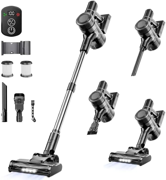 KIKETECH Cordless Stick Vacuum Cleaner - 8 in 1 Lightweight Stick Vacuum with 40min Runtime Powerful Suction Rechargeable Portable Cordless Vacuum for Carpet Hard Floor Pet Hai