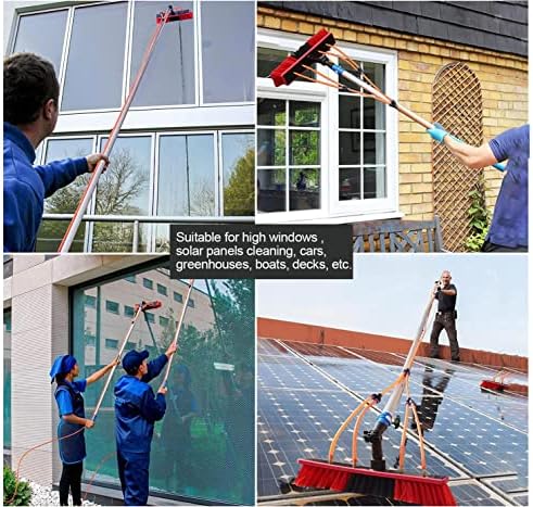Glass Cleaning Brush Home Water Fed Telescopic Pole Kit Solar Panel Brush Rotating for Photovoltaic Panel20FT Extendable Window Cleaning Pole Kit with Steel Buckle Fixing Easy to Install in