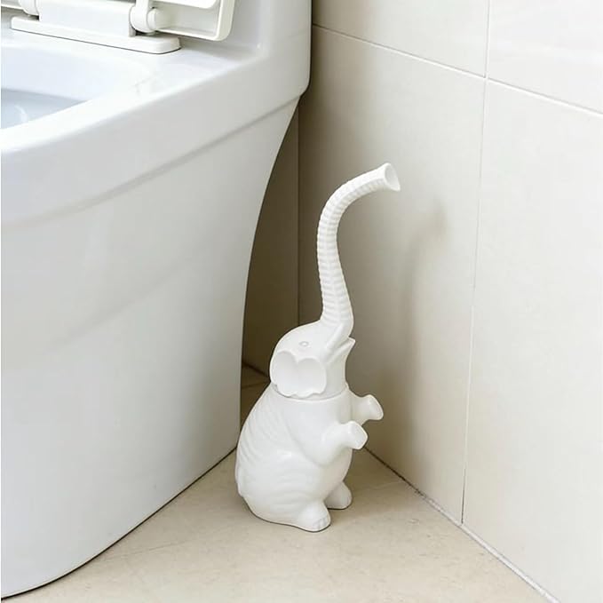 Toilet Brush and Holder SetModern Ceramic Toilet Bowl Brush HolderCute Bathroom Decor Non-Scratch Bristles Space-Saving White Household Cleaning Tool for Bathtub