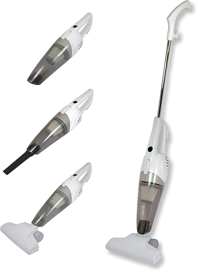 2-in-1 Upright and Handheld Vacuum Cleaner – Lightweight Bagless Stick Vacuum with Crevice Tool and Upholstery Brush Compact Portable White Vacuum for Home Cleaning