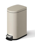 GarveeHome 2.6 Gallon Bathroom Trash Can Space-Saving Slim Stainless Steel Step-On Garbage Bin with Soft Close Lid Removable Inner Bucket for Bathroom &amp Bedroom Sand Beige
