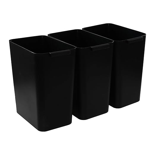 4.5 Gallon Plastic Office Wastebasket Plastic Trash Cans Black 3 Packs