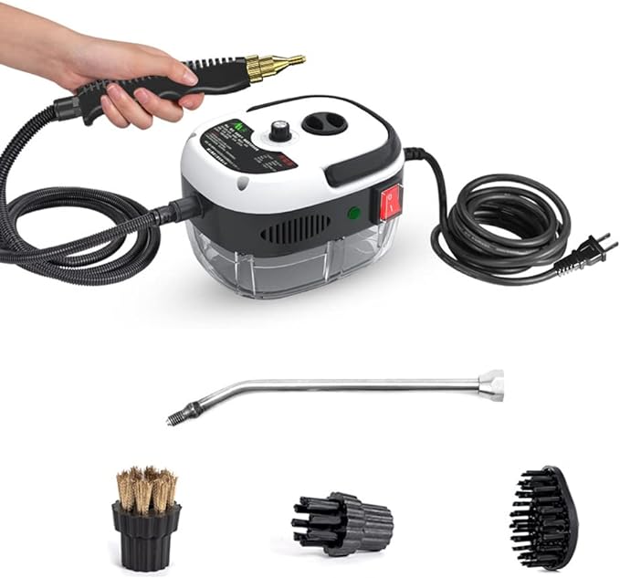 Matybobe High Pressure Handheld Steam Cleaner 2500W Portable High Temp Cleaning Machine with Brush Heads for Home Use Steamer for Cleaning Floor Upholstery Grout and Car