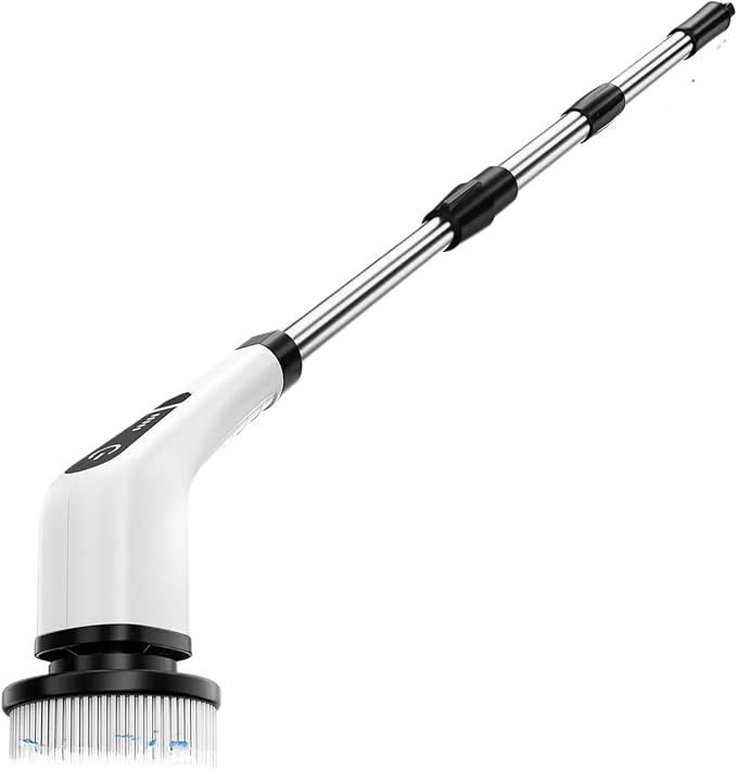 Electric Spin Scrubber Cordless Bath Tub Power Scrubber with Long Handle &amp 7 Replaceable Heads Detachable as Short Handle Shower Cleaning Brush Household Tools for Bathroom &amp Tile Floor