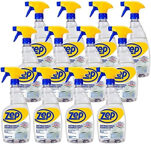 Zep Antibacterial Disinfectant Spray With Lemon - 32 Fl Oz (Case Of 12) ZUBAC32 - Disinfects Cleans and Deodorizes Most Surfaces EPA Approved