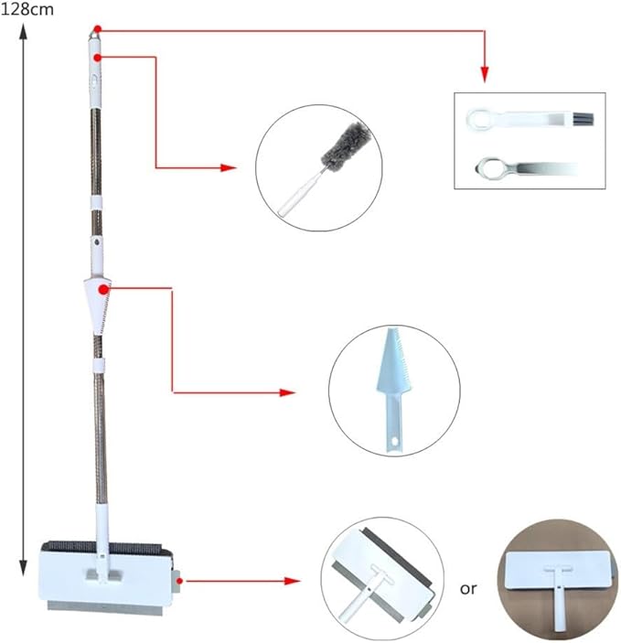 5-In-1 Multi-Functional Mop Sweeping Squeegeeing Mopping Dust Removal Crevice Cleaning Lightweight Swivel Head Robust ABS Material 44x15x9cm White Efficient Home Cleaning Fits Tight Spaces