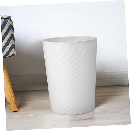 Small White Plastic Trash Can with Press Ring Modern Compact Wastebasket for Bathroom Bedroom Office and Living Spacious Capacity for Daily Home and Office Waste Disposal