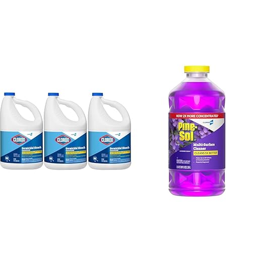 CloroxPro Clorox Germicidal Bleach 121 Oz Pack of 3 and Pine-Sol Multi-Surface All-Purpose Cleaner 2x Concentrated Formula Lavender Clean 80 Fl Oz (Package May Vary)