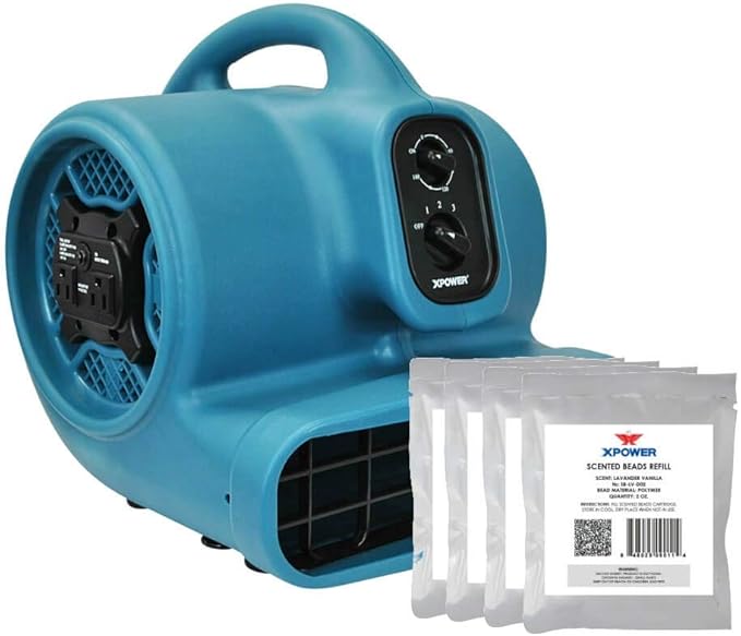 XPOWER P-450AT Scented Air Mover with Timer Power Outlets &amp 4 Aroma Beads Sample Packs