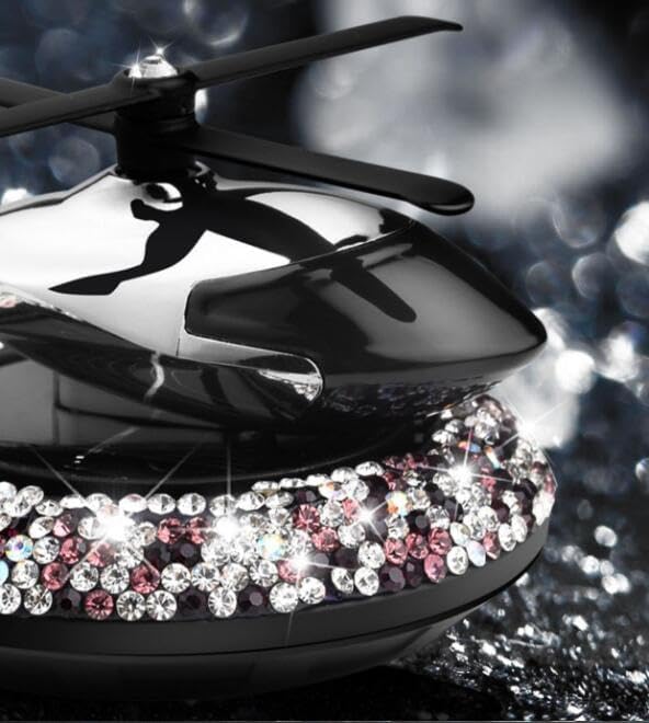 Diamond Car Air Fresheners with Solar Rotating Car Fragrance Diffuser Car Perfume Decoration Car Dashboard Aromatherapy Ornament Solar Helicopter Perfume Ornament Home Office Desktop Decoration E