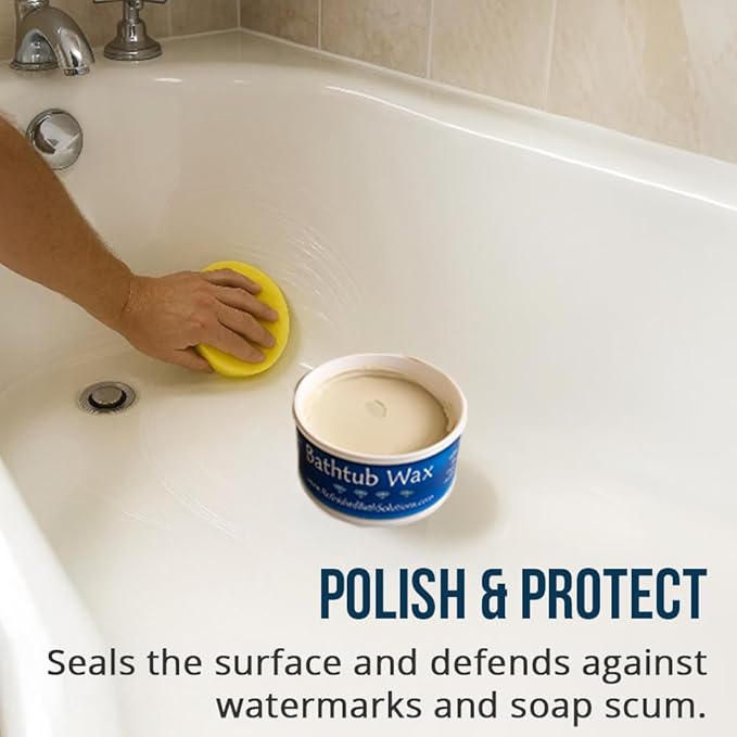 Ekopel 2K Bathtub Wax | Polish &amp Seal for Porcelain &amp Fiberglass Tubs | Watermark &amp Scum Repellent | Easy DIY Shine