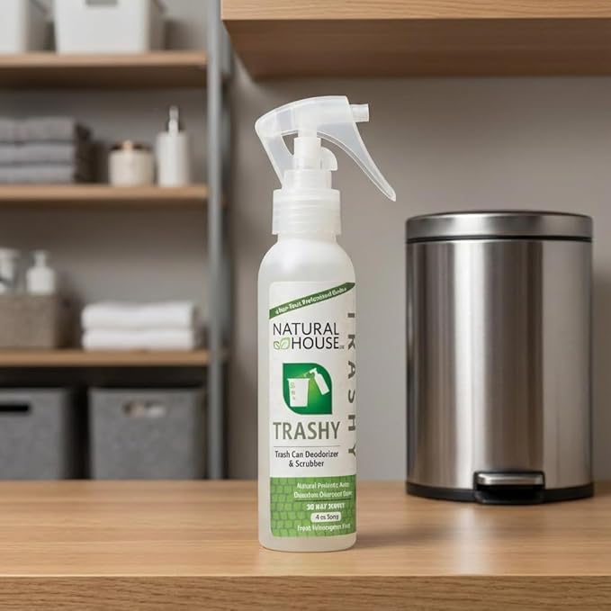 Natural House Trashy - Probiotic Trash Can Deodorizer Spray - Plant-Based Odor Remover - Non-Toxic - Botanical Scent - 128 oz