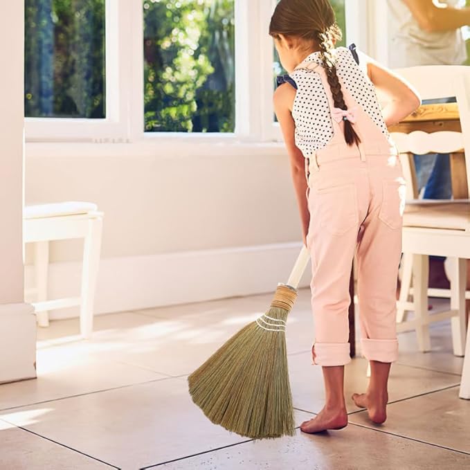BESTYASH Handmade Soft Straw Broom with Removable Design for Indoor Dust Cleaning Natural Woven Broom for Living Room Bedroom and Kitchen Sweeping