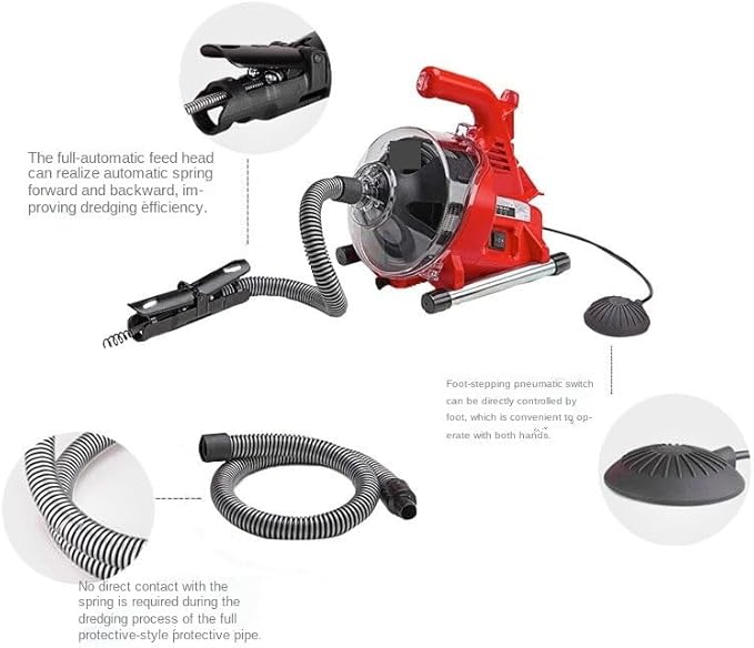 Electric Sewer Pipe Dredging Machine Toilet Kitchen 19-28MM Pipe Cleaning Machine Pipe Dredger Drain Cleaner 120W
