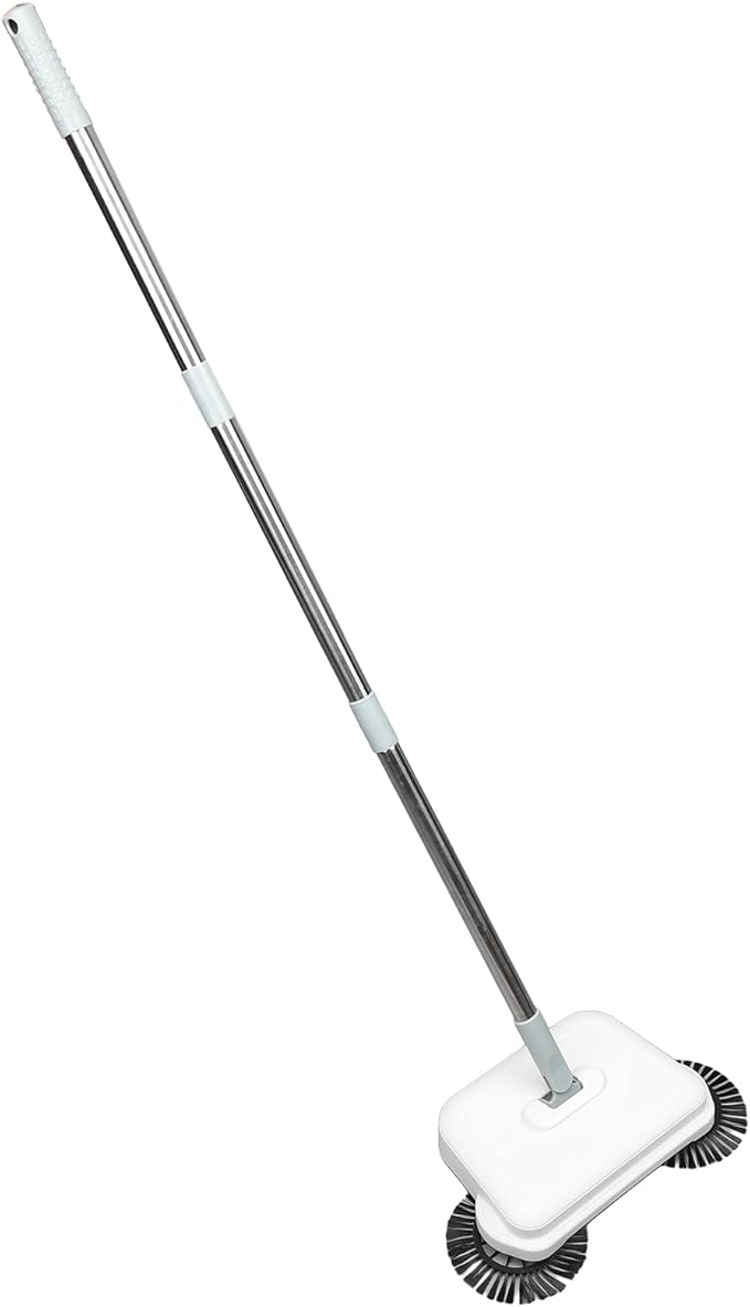 Hand Push Sweeper 2 in 1 Wet Dry Use Manual Sweeping Mop with 360 Degree Rotating Head Lightweight Quiet Floor Cleaner for Wood Tile Hard Surfaces Includes Soft Coarse